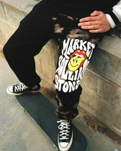 BOTTOMS SMILEY MARKET ROLLING STONES TIE-DYE SWEATPANTS