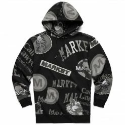 MARKET MONOGRAM AOP GRAYSCALE HOODIE TOPS