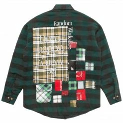 Market DON'T HAPPY BE WORRY GREEN AND BLACK FLANNEL SHIRT RANDOM WORKSHOP