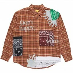 Market DON'T HAPPY BE WORRY RW ORANGE FLANNEL SHIRT