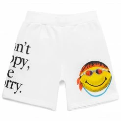 MARKET BOTTOMS SMILEY DON'T HAPPY, BE WORRY SWEATSHORTS
